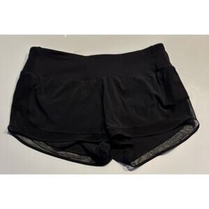 LULULEMON Hotty Hot Womens Sz 10 Black Lined Running Athletic Mesh 3" Shorts